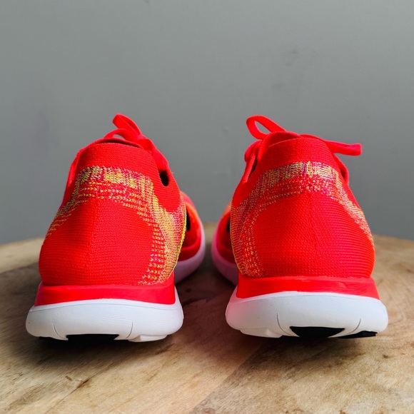 Nike Free 4.0 Flyknit Mens Size 11 Bright Crimson/Hot Lava/Volt/Black 2014 Shoes - Picture 6 of 13